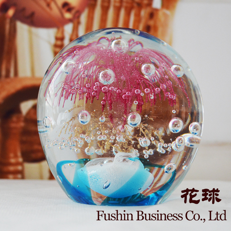 Zibo Glazed Crystal Coral Ball Christmas Ball Fireworks Gold Ornament Crystal Glass Art Ball