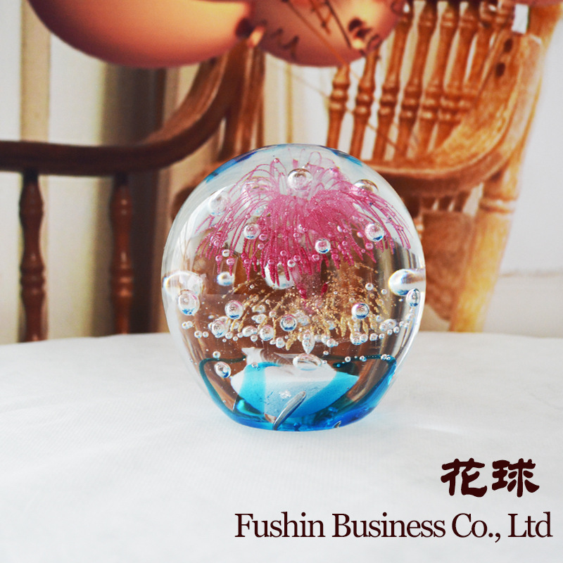 Zibo Glazed Crystal Coral Ball Christmas Ball Fireworks Gold Ornament Crystal Glass Art Ball