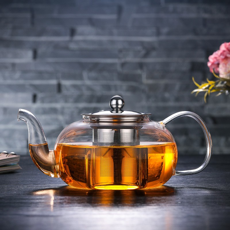 Factory wholesale teapot glass thickened heat-resistant scented tea Kung Fu tea stainless steel filter tea maker glass teapot