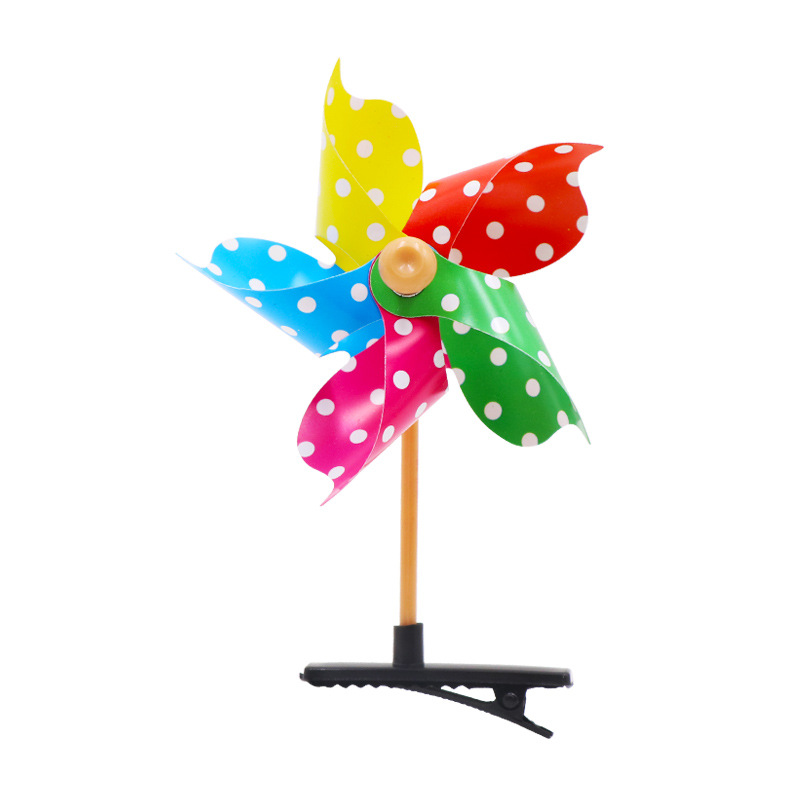 New Fashionable Colorful Windmill Hairpin Headdress Selling Cute Artifact Little Yellow Chicken Same Style Hairpin Small Windmill Scenic Spot Wholesale