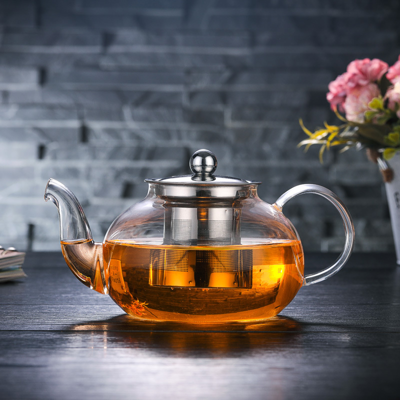 Factory wholesale teapot glass thickened heat-resistant scented tea Kung Fu tea stainless steel filter tea maker glass teapot