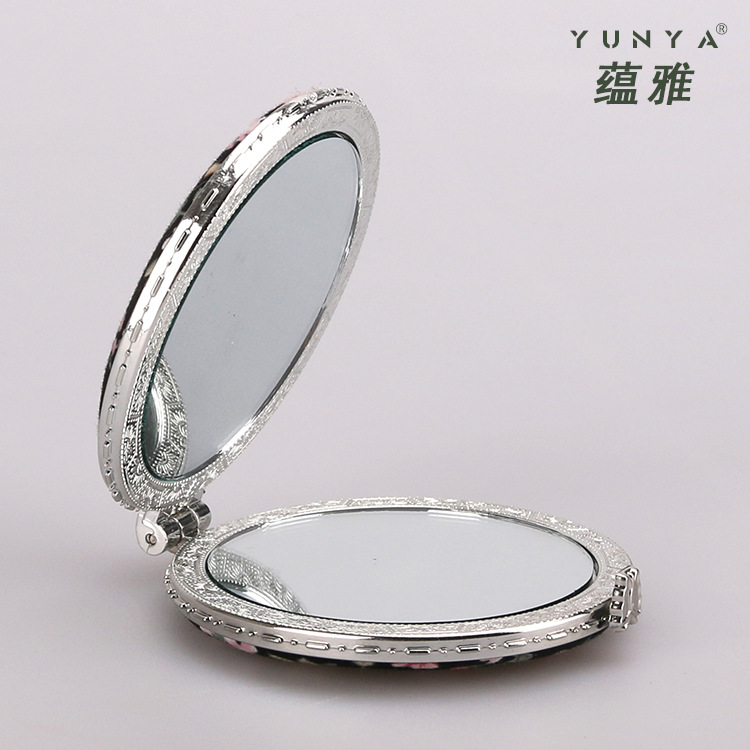Yun Ya Brand Flower Cloth Round Cosmetic Mirror European and American Pastoral Style Advertising Gift Promotional Gift