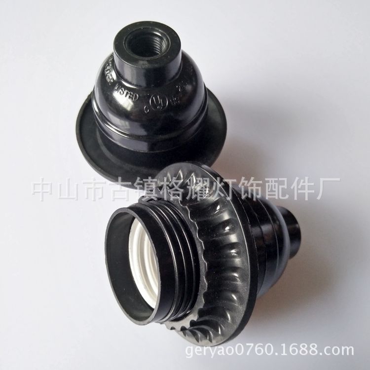 Us Standard E26 Stepless Bakelite Half-Threaded Lamp Holder with Outer Ring, Lamp Base 007 Wire Clip, Includes Assembly and Packaging