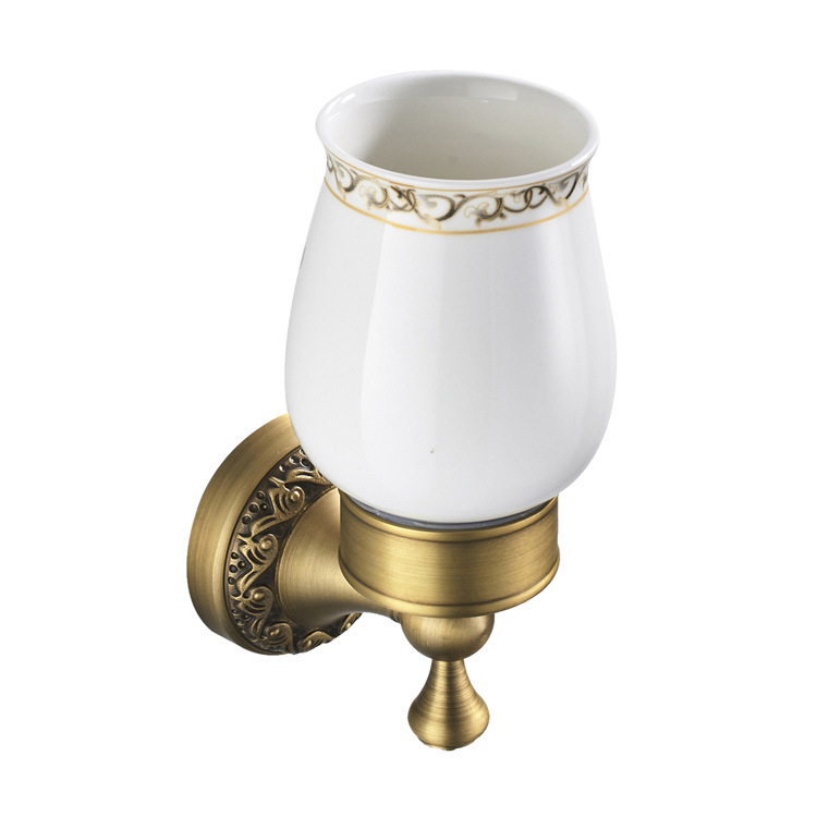 Retro Bathroom Pendant European-style Carved Base Single Cup Antique Mouthwash Cup Holder Toothbrush Cup Holder Single Toothbrush Holder