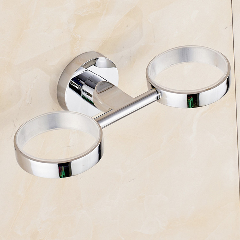 Shengruijia Zinc Alloy Toothbrush Holder Wash Cup Holder Double Cup Bathroom Mouthwash Cup Brushing Cup Holder