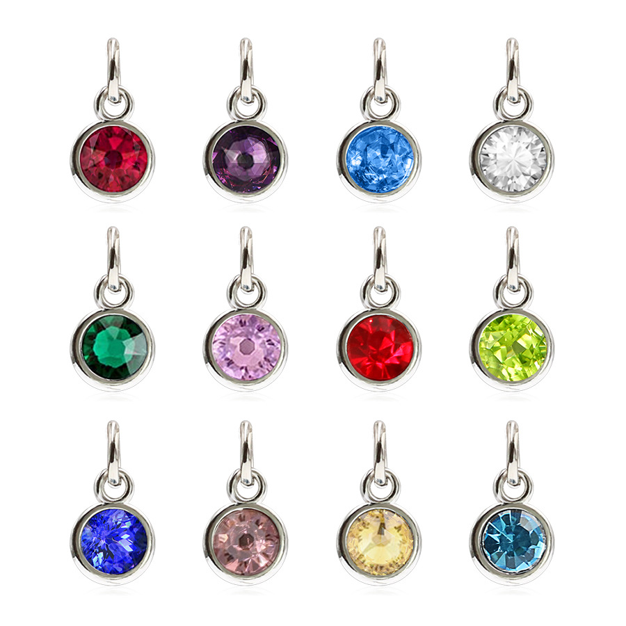 Diamond-encrusted twelve birthstone colored glass pendant foreign trade necklace jewelry DIY pet alloy accessories jewelry