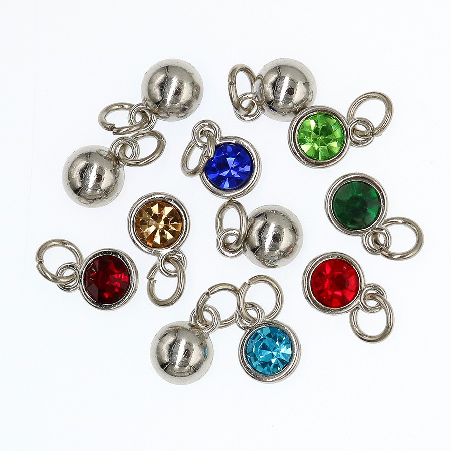 Diamond-encrusted twelve birthstone colored glass pendant foreign trade necklace jewelry DIY pet alloy accessories jewelry