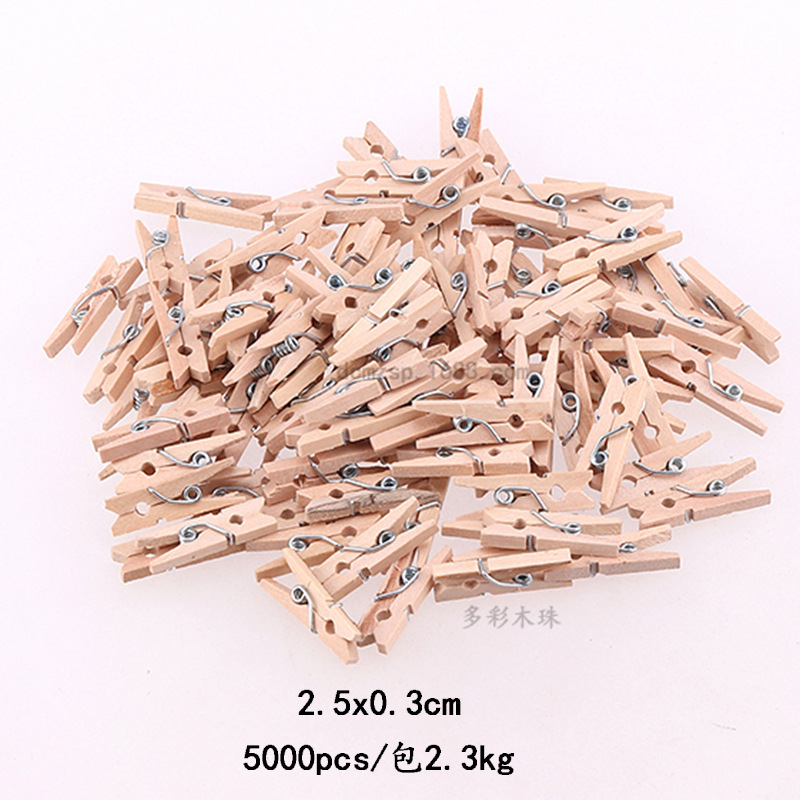 Factory Direct Supply 2.5~15cm Wood Color Wooden Clip Storage Clip Small Wooden Clip Business Card Photo Clip Wooden Crafts