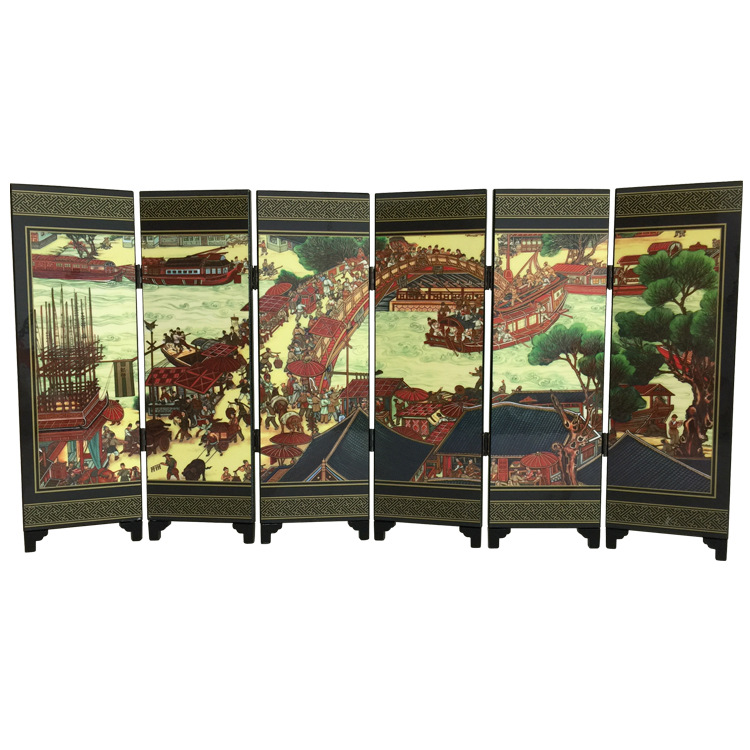 Antique Lacquerware Small Screen Decorative Ornaments Chinese Characteristics Wooden Crafts Lacquerware Special Overseas Gifts