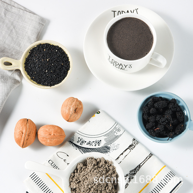 Black Sesame Walnut Mulberry Powder Black Bean Powder 600g Cooked Powder Meal Replacement Powder Whole Grain Powder Food Sesame Paste Walnut Powder