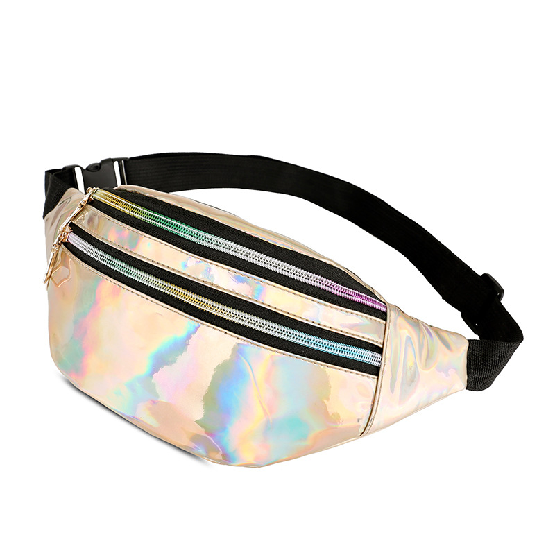 2024 women's new cross-border laser waist bag PU waist bag multi-functional color shoulder crossbody women's bag factory wholesale