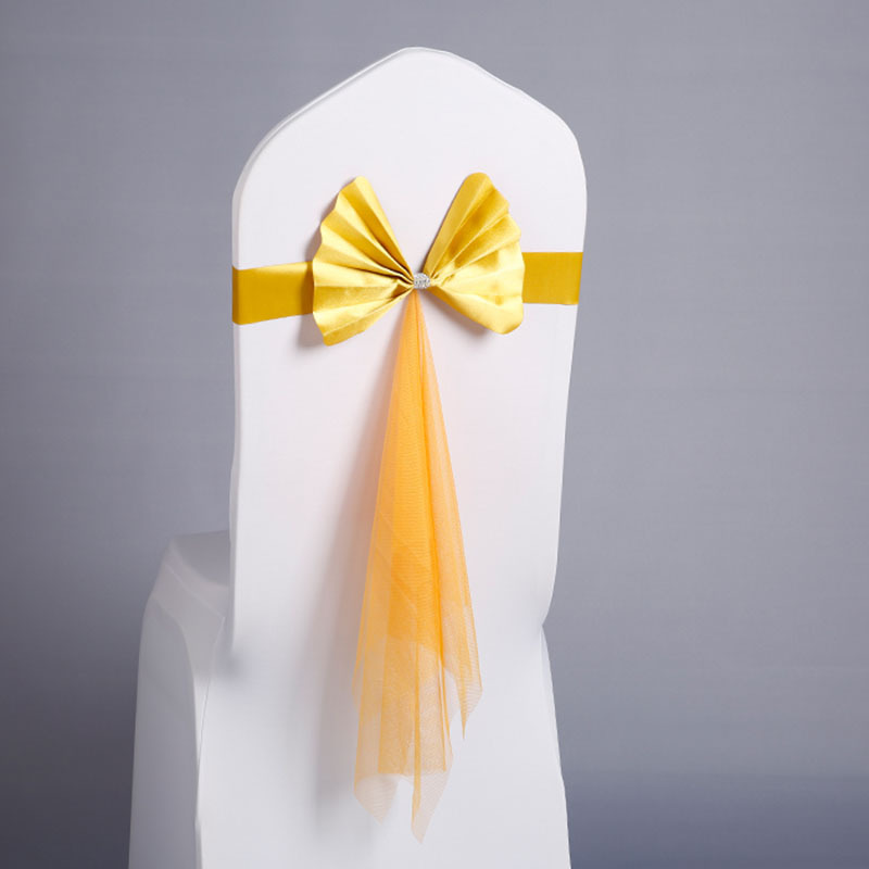 Hotel Wedding Free Stretch Leather Chair Back Flower Chair Cover Bow Strap Ribbon Wedding Chair Back Decoration Props