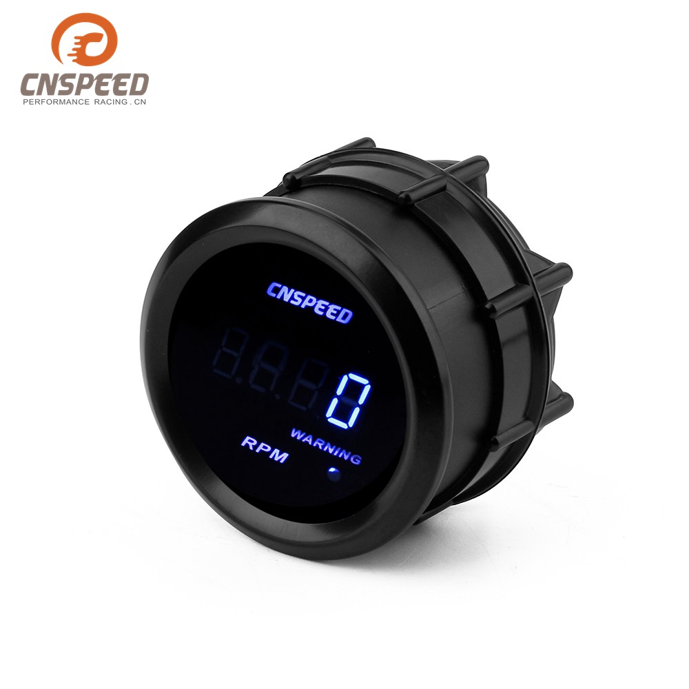 Factory Direct Supply 12V Car Modification Instrument 2inch (52mm) Blue Light Universal with Digital Display Tachometer Black Shell
