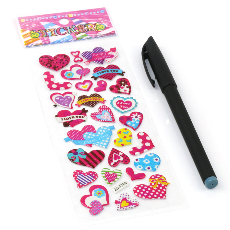 Cute Cartoon Love Three-dimensional Bubble Stickers Children's Stickers Baby Award Stickers Valentine's Day Small Gifts
