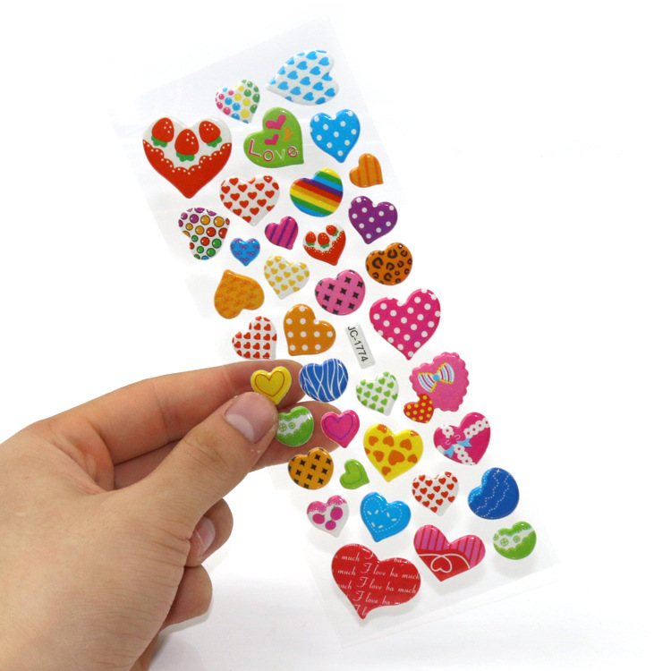 Cute Cartoon Love Three-dimensional Bubble Stickers Children's Stickers Baby Award Stickers Valentine's Day Small Gifts