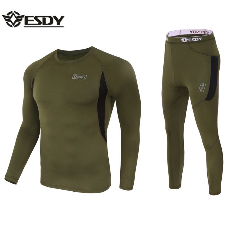 Esdy Outdoor Sports Functional Intimates Fleece Thermal Intimates Sports Suit Training Fitness Clothing A152