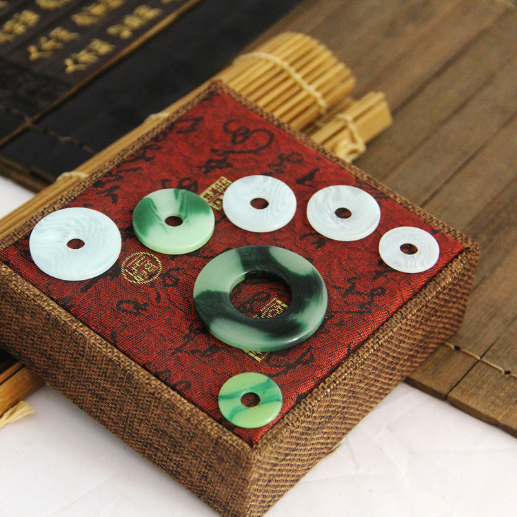 DIY Handmade Accessories Resin Small Jade Piece Copper Money Small Jade Piece Safe Buckle Jade Piece Chinese Knot Pendant Accessories