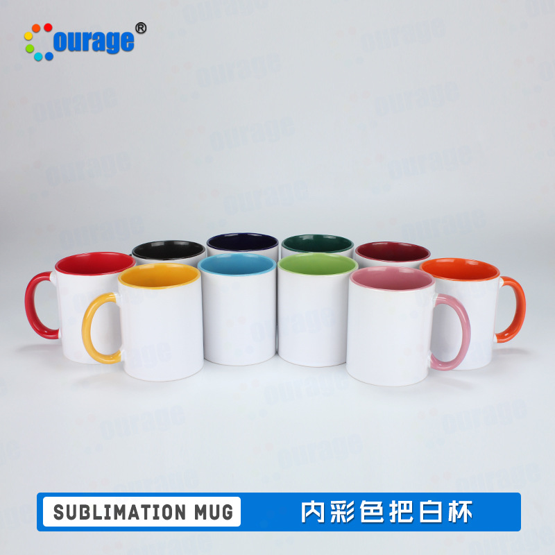 Кружка с внутренним цветом, термотрансферная печать, оптовая белая кружка с сублимационным покрытием