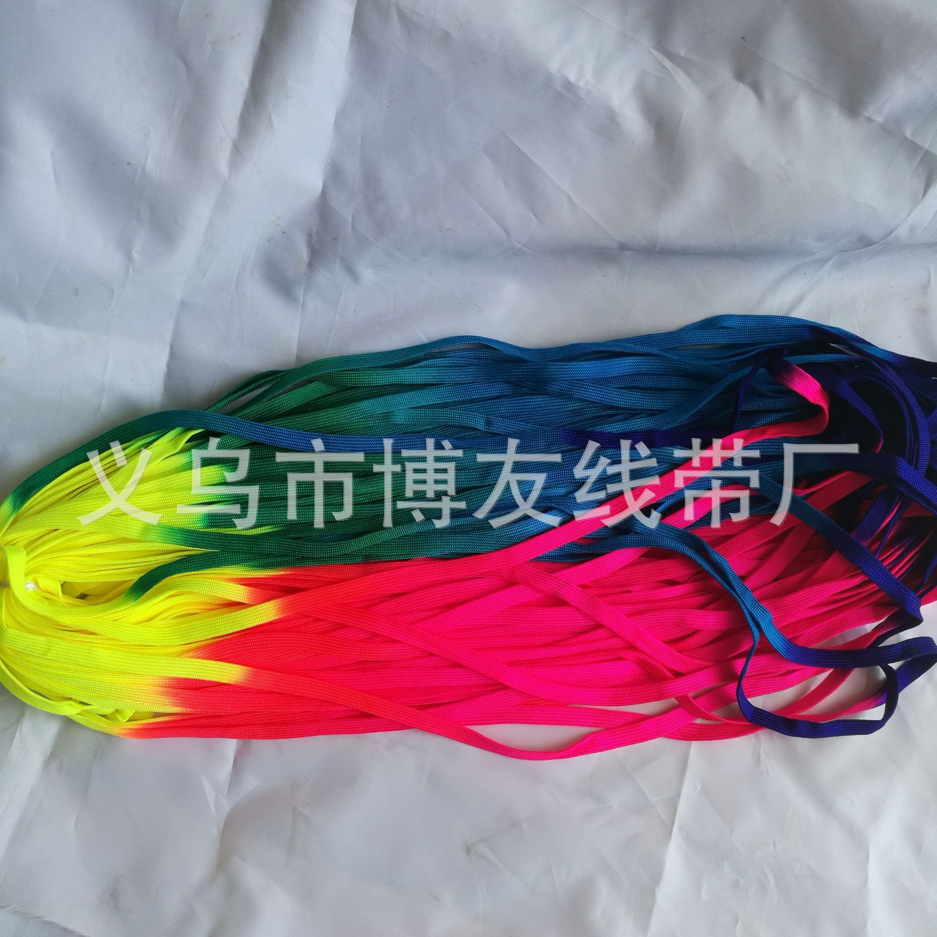 Pet traction rope colorful hollow belt gradient rainbow rope with nylon colorful Webbing factory direct sales