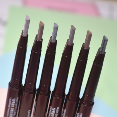 Double-headed Eyebrow Pencil Waterproof sweat-proof non-blooming eyebrow pencil with brush triangle head dual-use automatic rotating eyebrow pencil factory direct sales