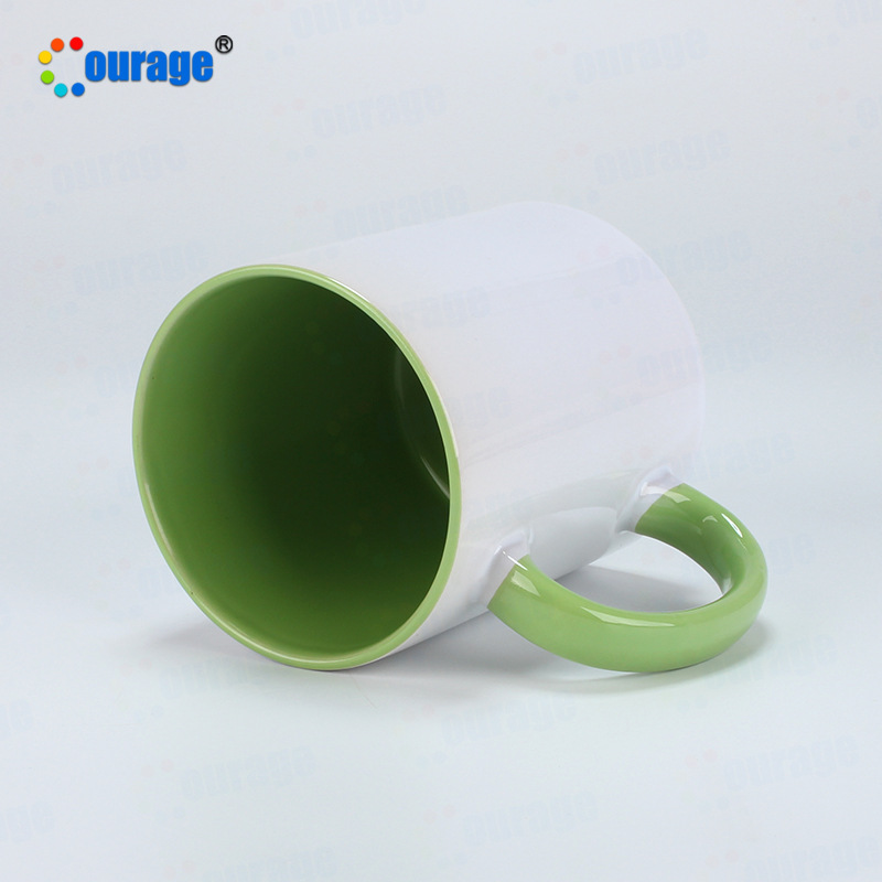 Carrey's inner color Cup thermal transfer printing Cup wholesale White Cup sublimation coating water cup mark Inner color handle Cup