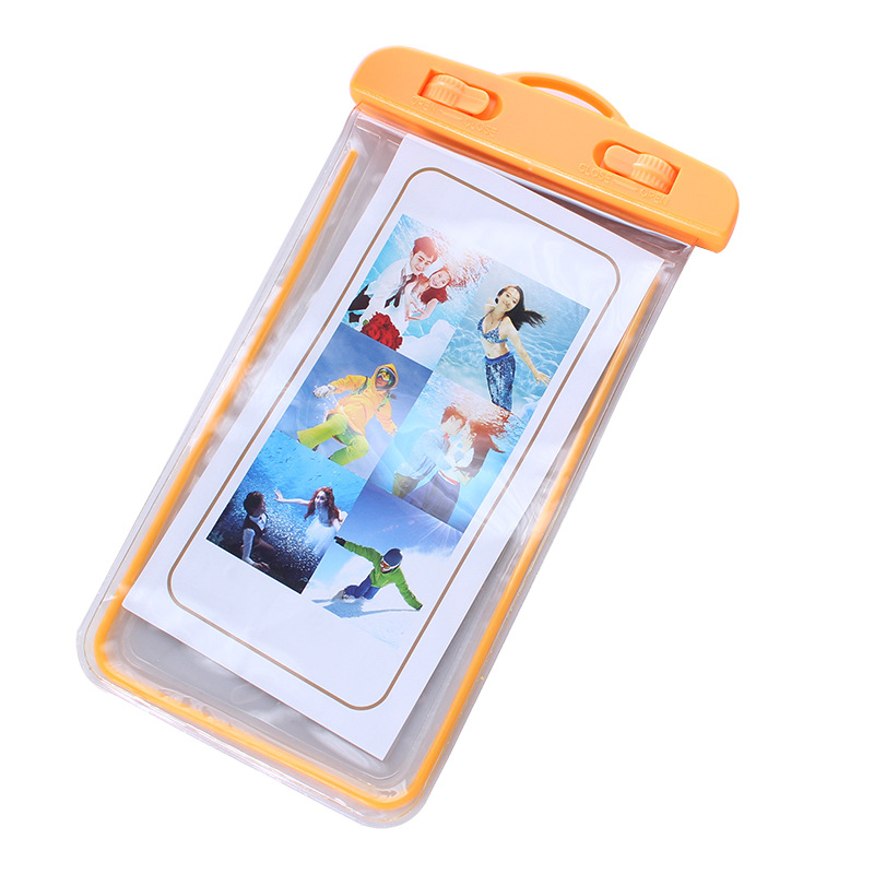 Luminous mobile phone waterproof bag fluorescent mobile phone bag outdoor sports swimming floating airbag underwater photography mobile phone case