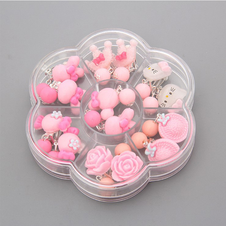 Hot Girls Cartoon Children's Boxed Ear Clips No Ear Holes Princess Student Cute Ear Studs Earrings Anti-Pain Earrings
