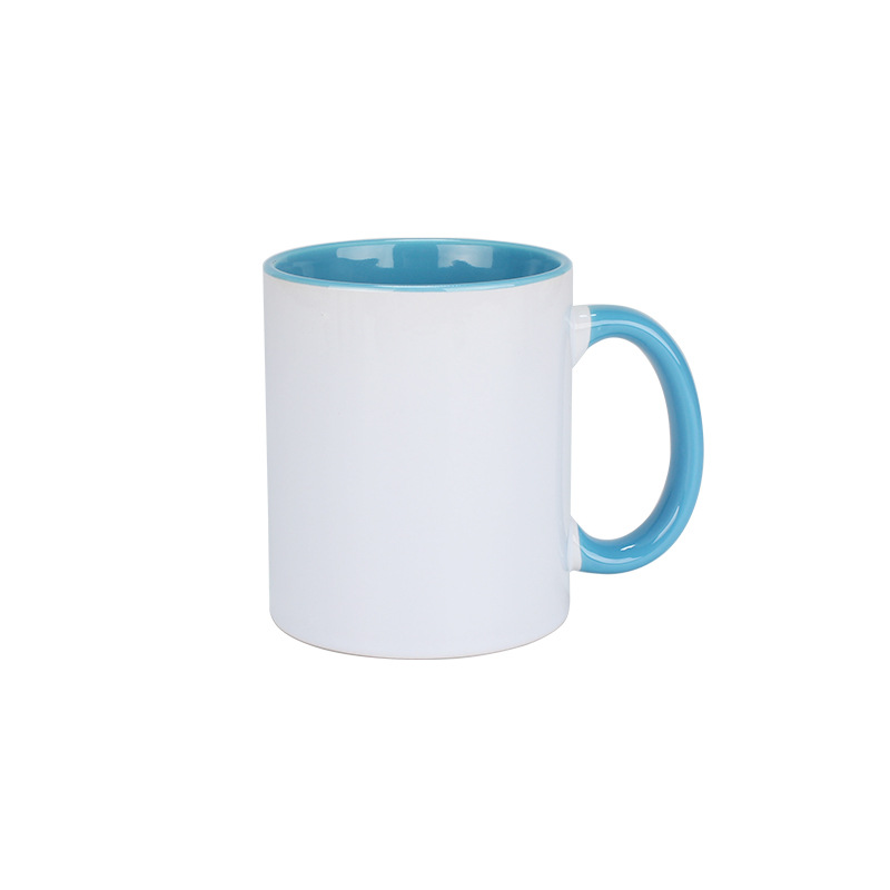 Carrey's inner color Cup thermal transfer printing Cup wholesale White Cup sublimation coating water cup mark Inner color handle Cup