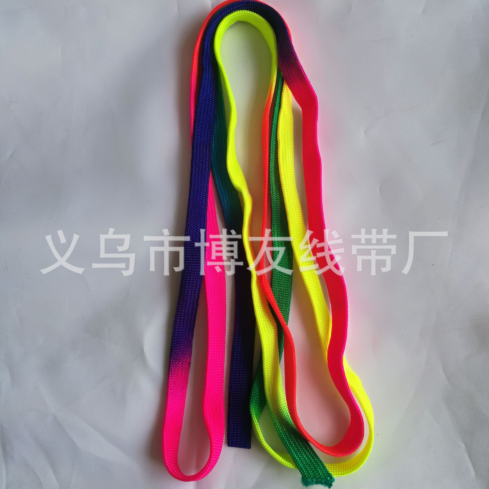 Pet traction rope colorful hollow belt gradient rainbow rope with nylon colorful Webbing factory direct sales