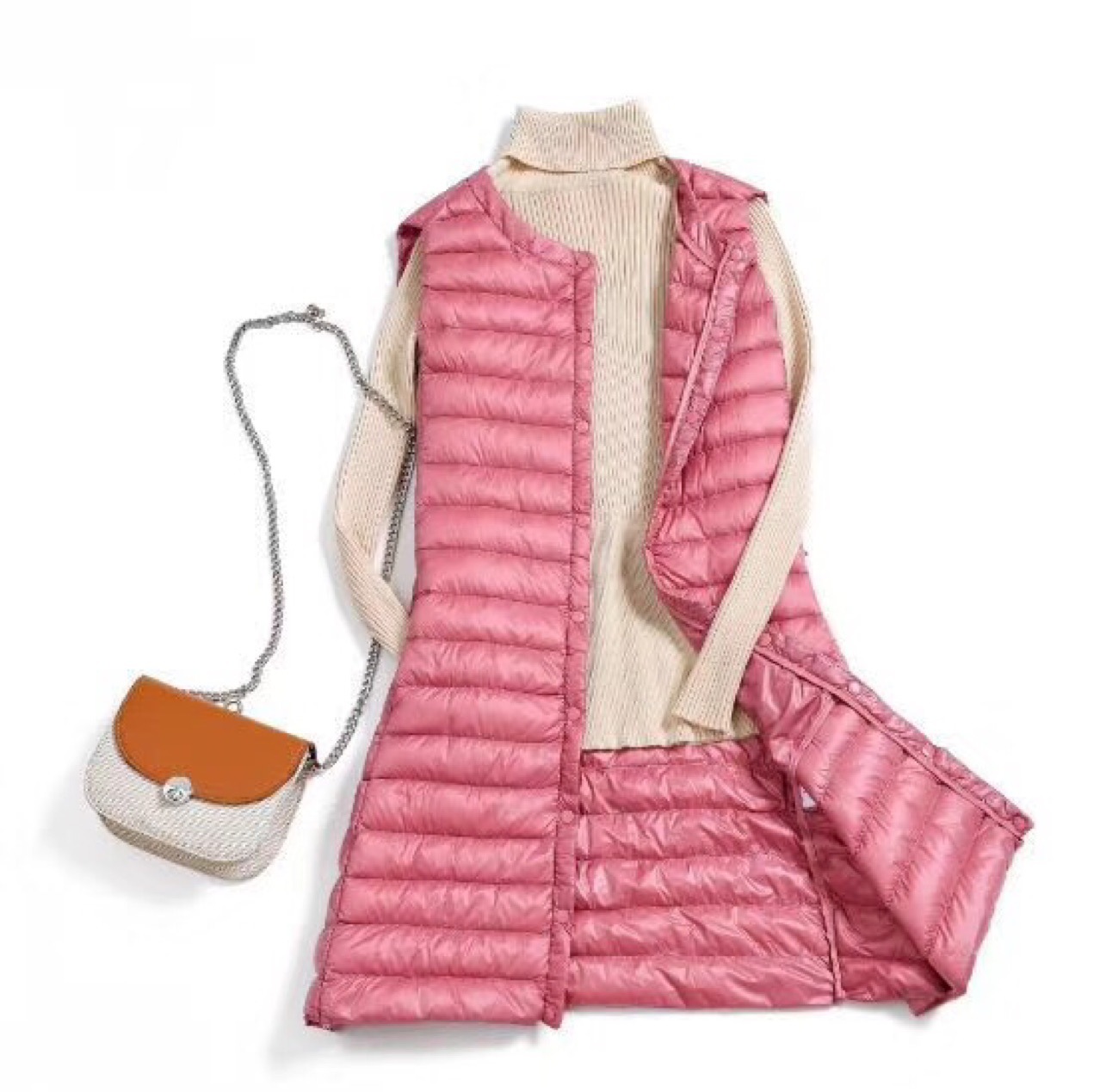 Down Vest for Women, Mid-Length, 2025 New Korean Style, Slimming, Loose, Lightweight, Hooded Vest Jacket