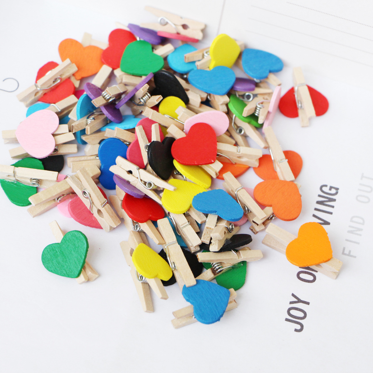 3cm mini photo clip color love small wooden clip creative clip Photo home decoration cartoon crafts