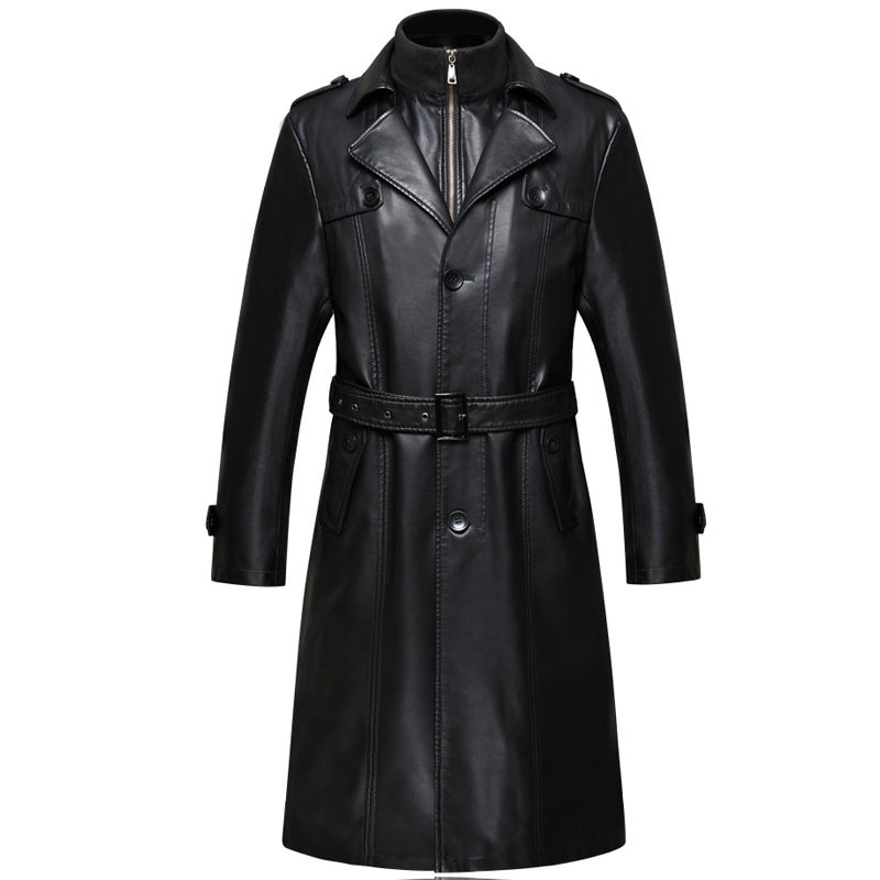 2024 Autumn and Winter Haining Genuine Leather Coat Sheep Leather Coat Middle-aged Men's Mid-length Lapel Leather Coat Coat