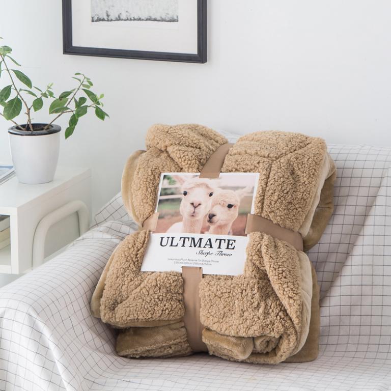 Foreign Trade Solid Color Macaron Autumn and Winter Double Blanket Thickened Faleiren Cashmere Lamb Blanket Live Casual Composite Blanket