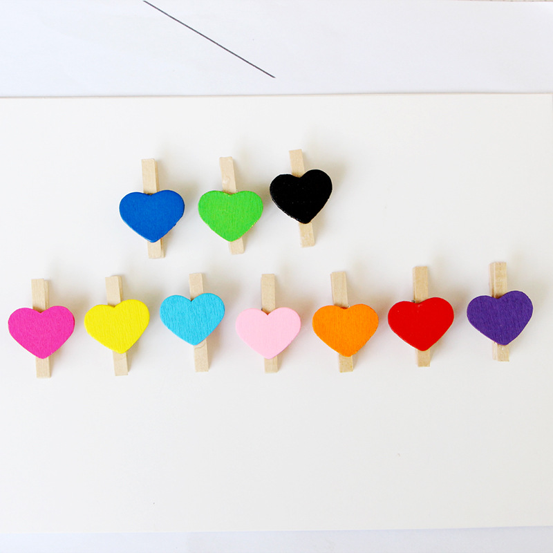 3cm mini photo clip color love small wooden clip creative clip Photo home decoration cartoon crafts