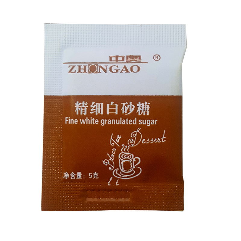 Zhongo Factory Direct 5g Fine White Sugar Bag Catering Hotel Coffee Milk Tea Mate Sugar Bag