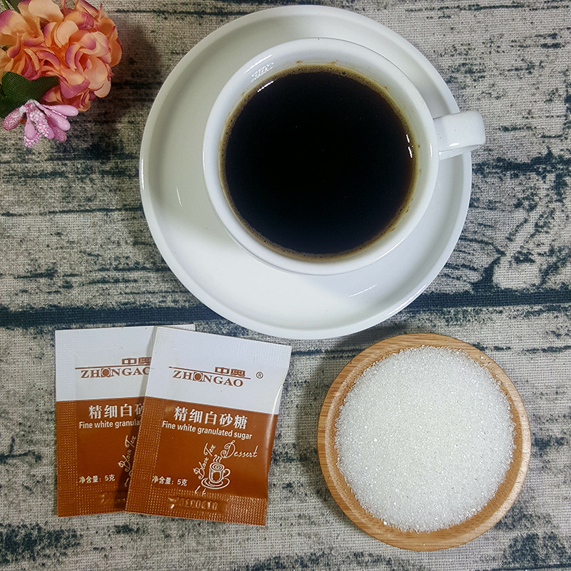 Zhongo Factory Direct 5g Fine White Sugar Bag Catering Hotel Coffee Milk Tea Mate Sugar Bag