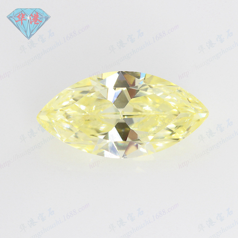 Huanggang Gemstone Marquise Artificial Cz Colorfuled Gemstone Hao Shi Loose Stone Leaf-Shaped Ring Surface Zircon Inlaid Ring Main Stone