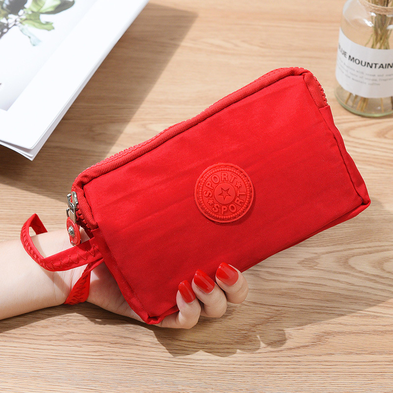 Korean Style Fabric Hand-held Coin Purse Women's Long Fashionable Three-layer Zipper Large Capacity Large Screen Mobile Phone Key Bag