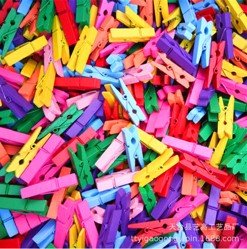 Mini color wooden clip cartoon home decoration photo wooden clip DIY handmade small wooden clip wooden crafts