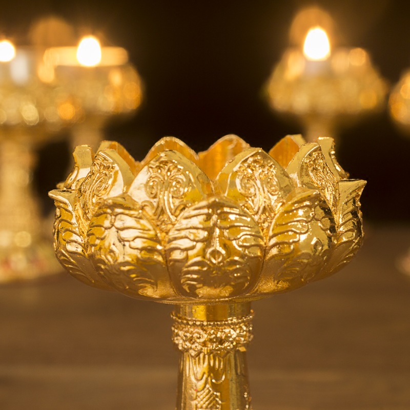 Lotus Butter Lamp Long-light Candlestick Household Ornaments High-foot Seven-star Lamp Holder