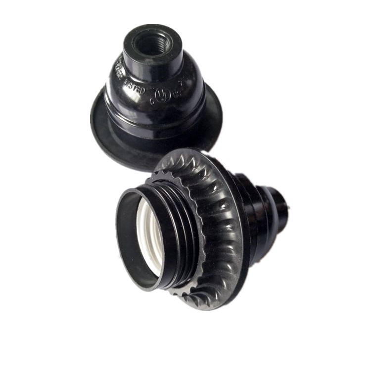 Us Standard E26 Stepless Bakelite Half-Threaded Lamp Holder with Outer Ring, Lamp Base 007 Wire Clip, Includes Assembly and Packaging