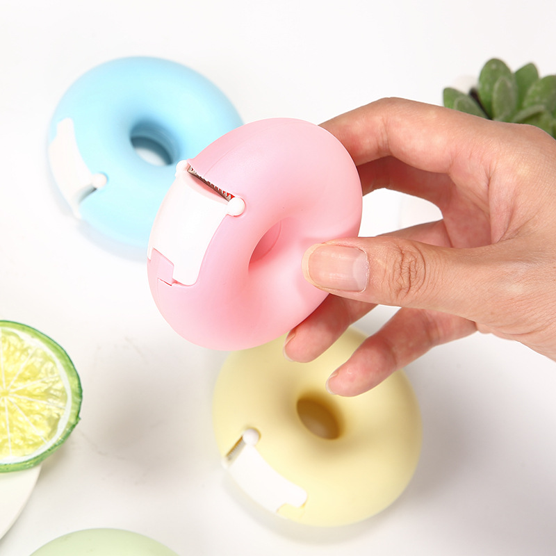 South Korea creative cartoon stationery portable donut tape holder invisible tape cutter with small tape manufacturer