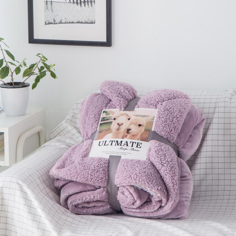 Foreign Trade Solid Color Macaron Autumn and Winter Double Blanket Thickened Faleiren Cashmere Lamb Blanket Live Casual Composite Blanket