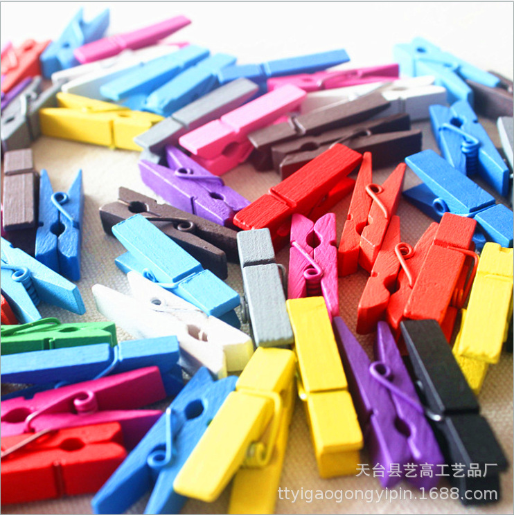 Mini color wooden clip cartoon home decoration photo wooden clip DIY handmade small wooden clip wooden crafts