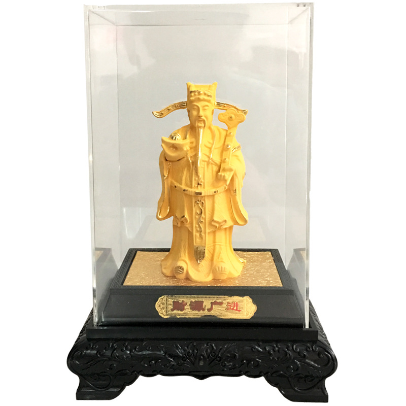 Golden God of Wealth ornaments velvet sand gold God of Wealth arts and crafts ornaments 4S shop activities open Creative Gifts Wholesale