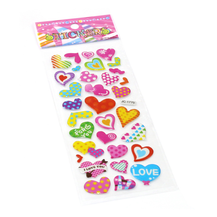 Cute Cartoon Love Three-dimensional Bubble Stickers Children's Stickers Baby Award Stickers Valentine's Day Small Gifts