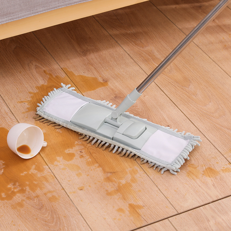 Huiwanju Stainless Steel Chenille Mop Flat Mop 360-degree Rotating Mop Household Car Washing Wet and Dry