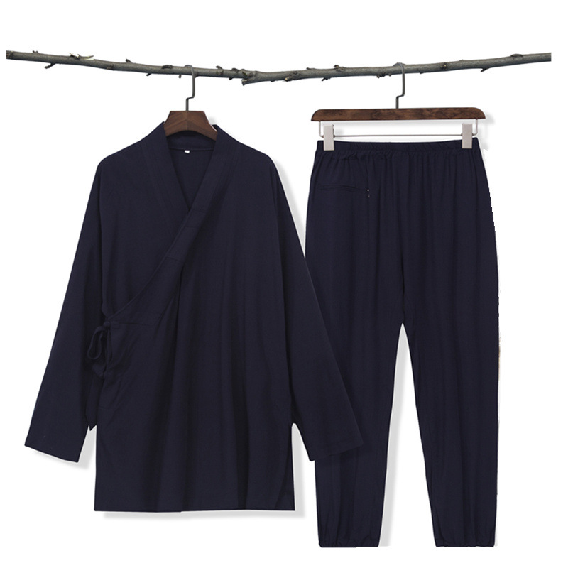 Прямые поставки с боковыми разрезами, халат с воротником Санцин, весенне-летняя одежда тайцзи, мужская и женская одежда из хлопка и льна