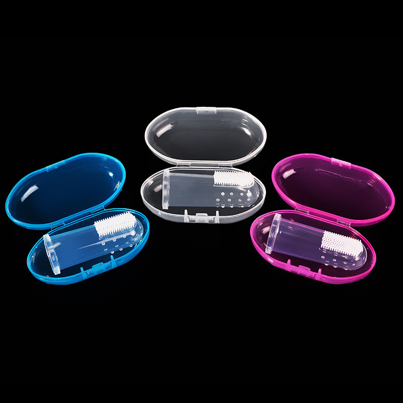 Factory Direct Sales Baby Thumb Set Toothbrush Silicone Milk Toothbrush Finger Toothbrush Baby Tongue Cleaning Brush Box