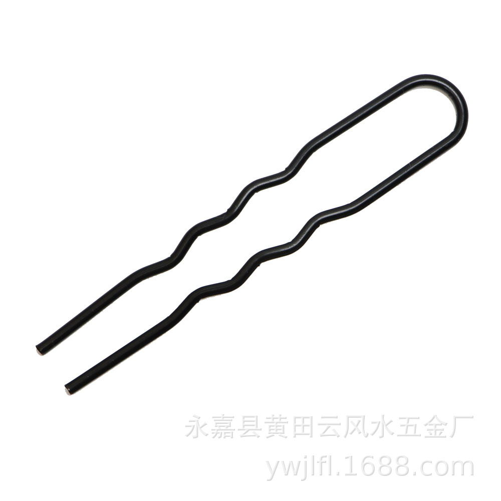 Iron U-shaped wave simple hair style hair fork accessories women's spring diy material Iron electrophoresis sub-black baking